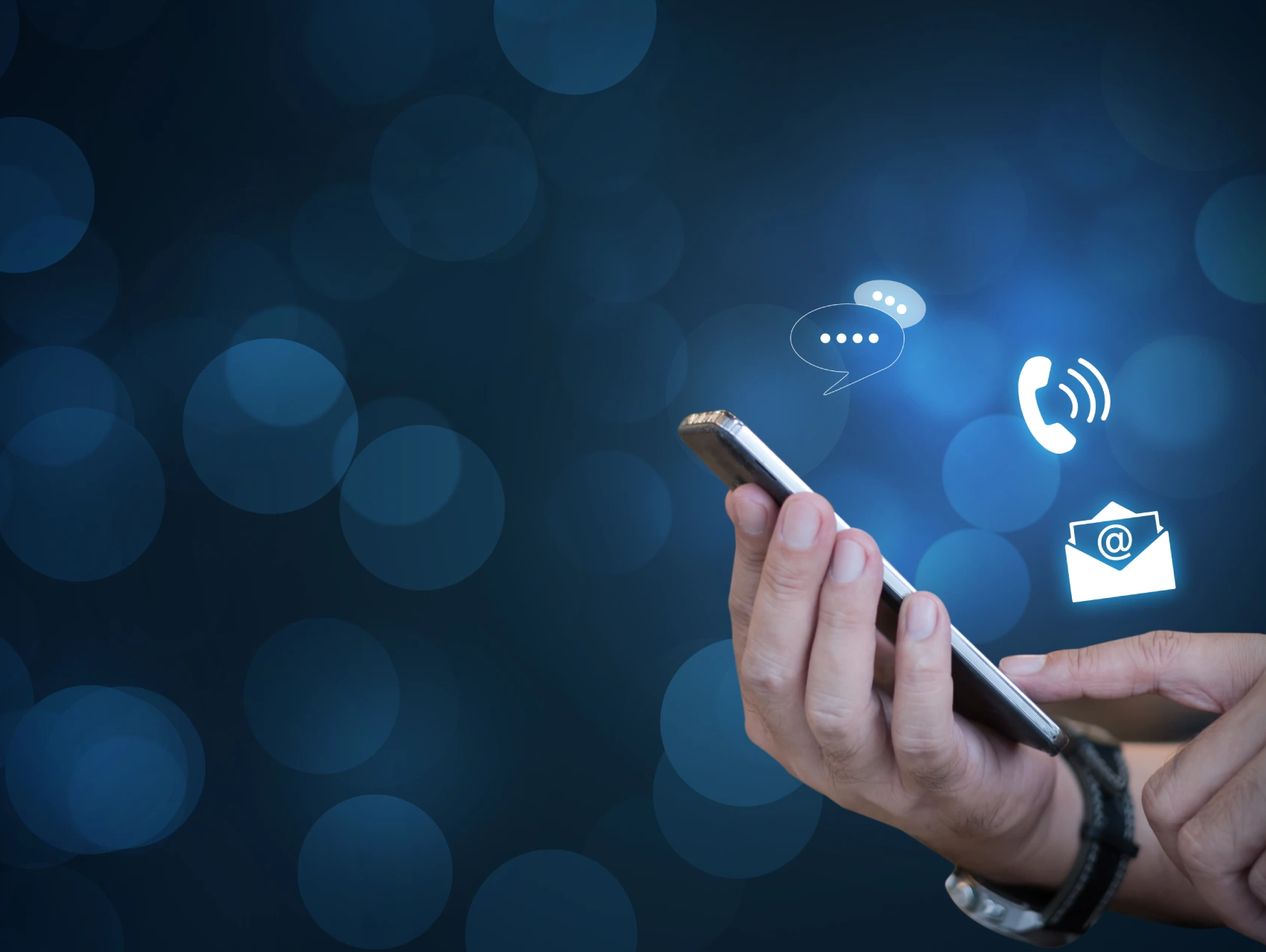 Mobiltelefon med kommunikationsikoner